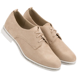 Seastar Zapatos brogue beige con cristales 2