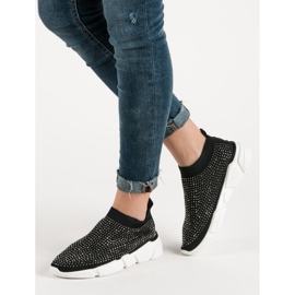 Calzado deportivo textil con cristales negro 6