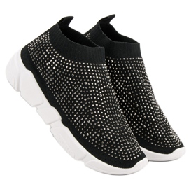 Calzado deportivo textil con cristales negro 4