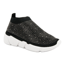 Calzado deportivo textil con cristales negro 1