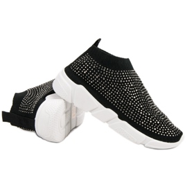 Calzado deportivo textil con cristales negro 3