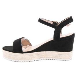 Seastar Sandalias de cuña cómodas negro 1