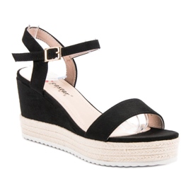 Seastar Sandalias de cuña cómodas negro 6