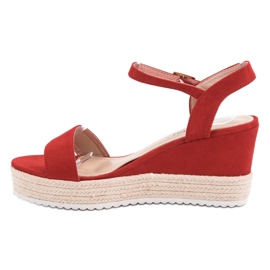 Seastar Sandalias de cuña cómodas rojo 4