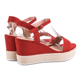 Seastar Sandalias de cuña cómodas rojo 5