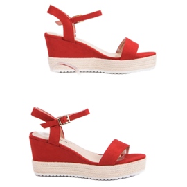 Seastar Sandalias de cuña cómodas rojo 6