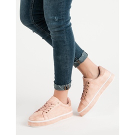 Calzado deportivo con cordones rosado 3