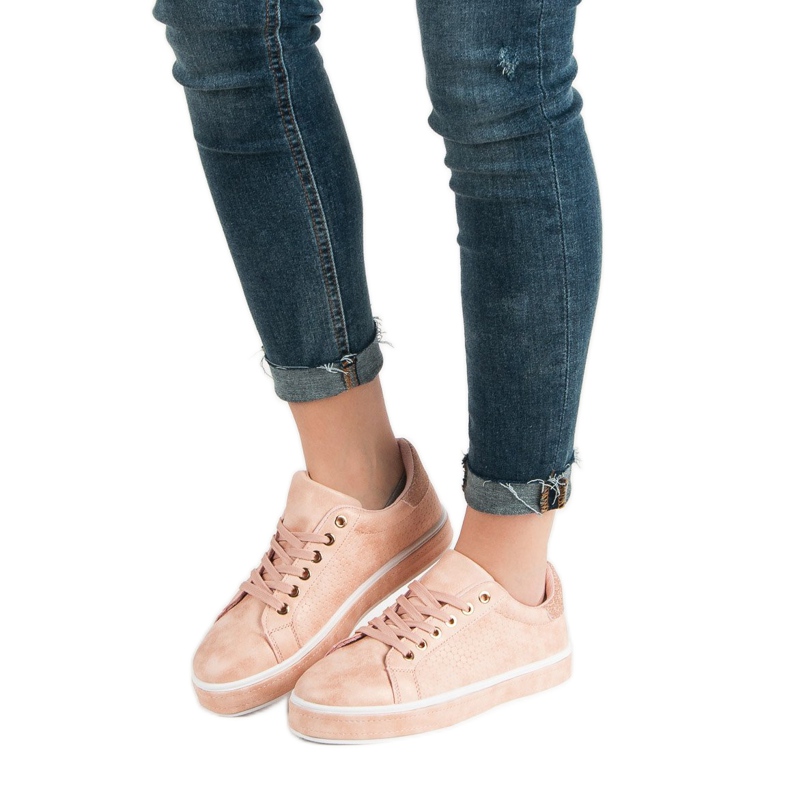 Calzado deportivo con cordones rosa 2