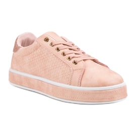 Calzado deportivo con cordones rosado 4