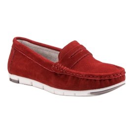 Filippo Mocasines de cuero rojo 4