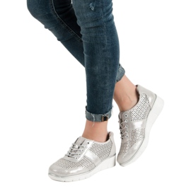 Filippo Zapatos de piel calada gris 1