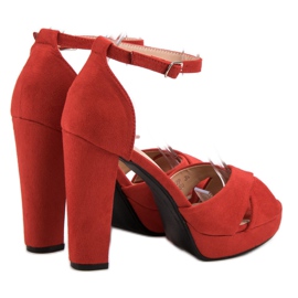 Seastar Cómodas sandalias de tacón rojo 4
