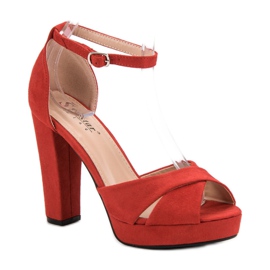 Seastar Cómodas sandalias de tacón rojo 5