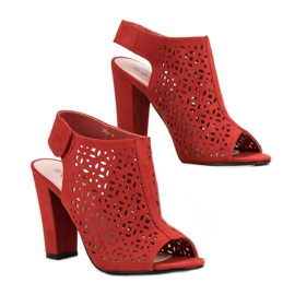 Queen Vivi Sandalias caladas con empeine rojo 2