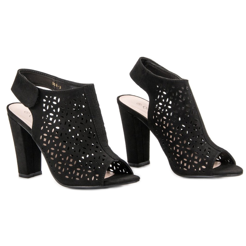 Queen Vivi Sandalias caladas con empeine negro 2