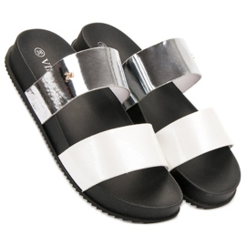 Vinceza Chanclas cómodas blanco gris 4