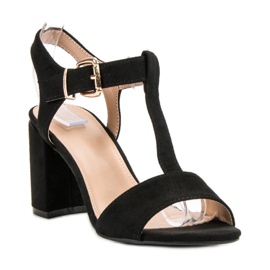 Anesia Paris Sandalias negras en una barra negro 1