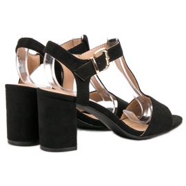 Anesia Paris Sandalias negras en una barra negro 3