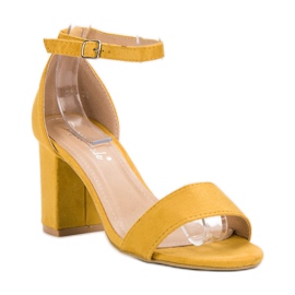 Super Mode Sandalias de gamuza elegantes amarillo 4