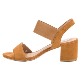 SHELOVET Sandalias de tacón marrón 5