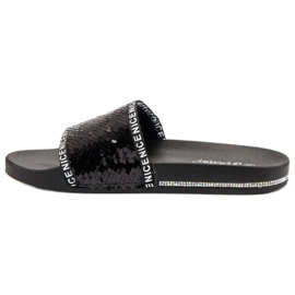 Seastar Pantuflas de lentejuelas negro 5