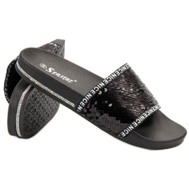 Seastar Pantuflas de lentejuelas negro 6