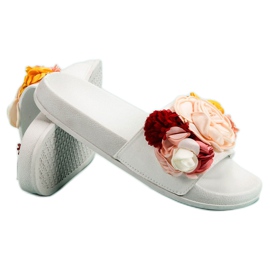 SHELOVET Pantuflas Blancas Con Flores blanco 6