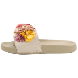 SHELOVET Pantuflas Beige Con Flores 5