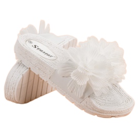 Seastar Pantuflas Blancas Con Flores blanco 1