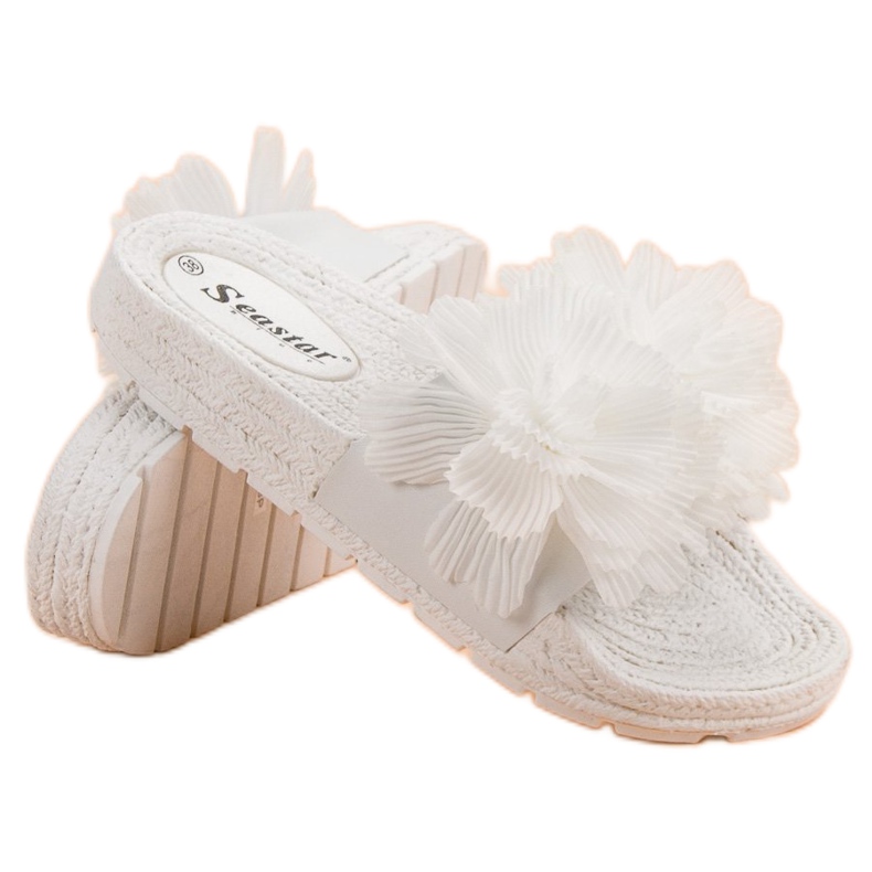 Seastar Pantuflas Blancas Con Flores blanco 1 Seastar Pantuflas Blancas Con Flores blanco 1