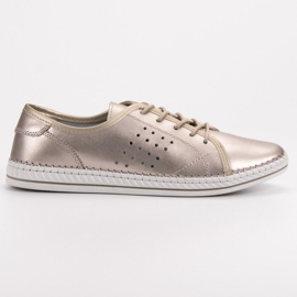 Kylie Zapatos de piel con cordones dorado 4