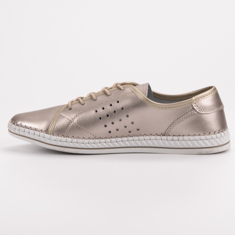 Kylie Zapatos de piel con cordones dorado 2