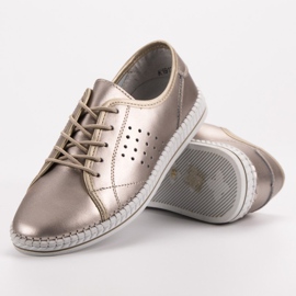 Kylie Zapatos de piel con cordones dorado 3