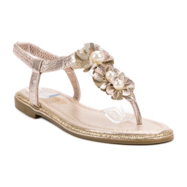 Comer Sandalias con Perlas amarillo 3
