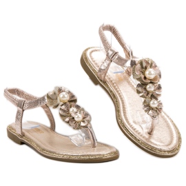 Comer Sandalias con Perlas amarillo 5