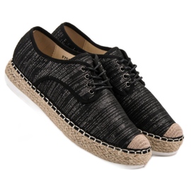 Small Swan Alpargatas con cordones negro 1