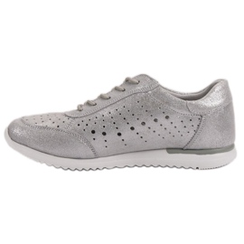 Kylie Zapatos de cuero plateados gris 4