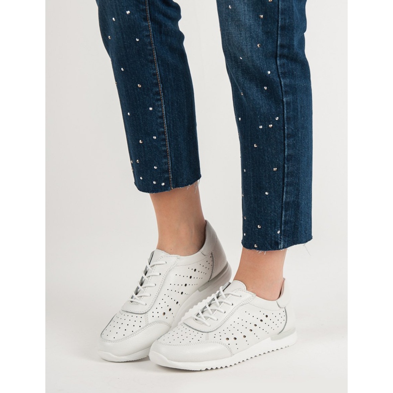 Kylie Zapatos de cuero blanco 1