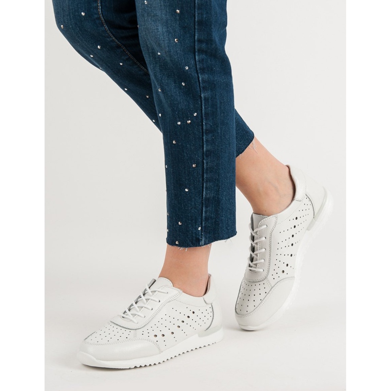 Kylie Zapatos de cuero blanco 2