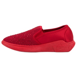 SHELOVET Calzado Textil con Cristales rojo 6