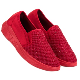 SHELOVET Calzado Textil con Cristales rojo 3