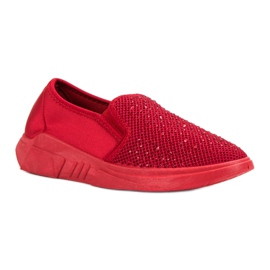 SHELOVET Calzado Textil con Cristales rojo 5