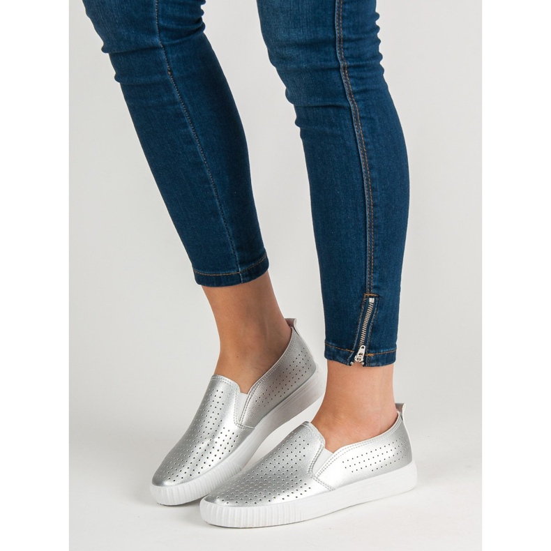 SHELOVET Slipons calados gris 1
