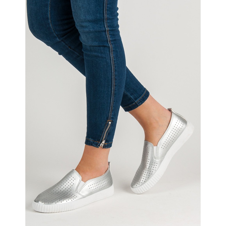 SHELOVET Slipons calados gris 2