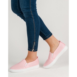 SHELOVET Slipons calados rosa 1