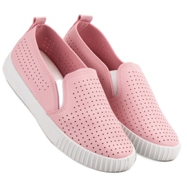 SHELOVET Slipons calados rosa 2
