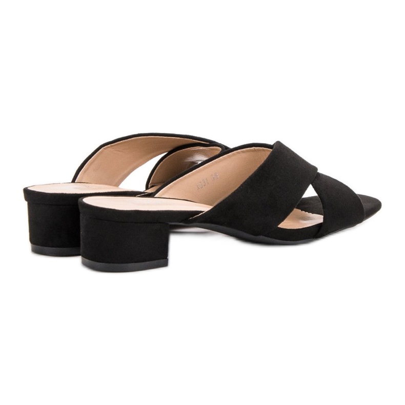 Small Swan Pantuflas de gamuza elegantes negro 2