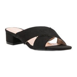 Small Swan Pantuflas de gamuza elegantes negro 3