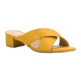 Small Swan Pantuflas de gamuza elegantes amarillo 4