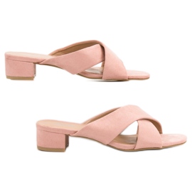 Small Swan Pantuflas de gamuza elegantes rosado 5